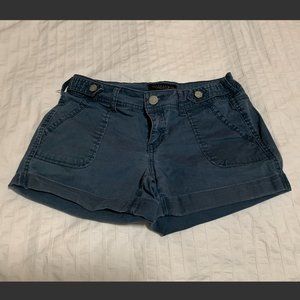 Aeropostale Blue Midi Twill Cuffed Shorts | Women's Size 2